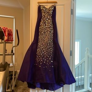Colors purple mermaid ball gown size with beads and train. wedding prom